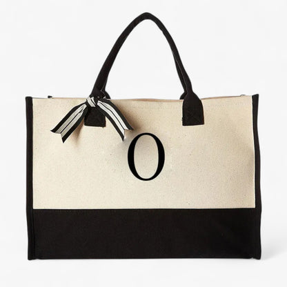 Borsa Tote Personalizzabile Beige E Nera Donna — Iniziale, immagine 13