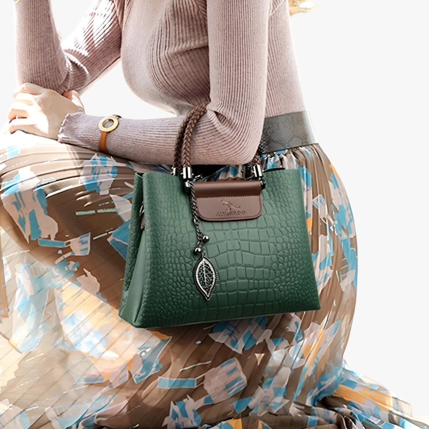 Borsa Tote Multicolore Effetto Coccodrillo Donna — Iseo, immagine 2