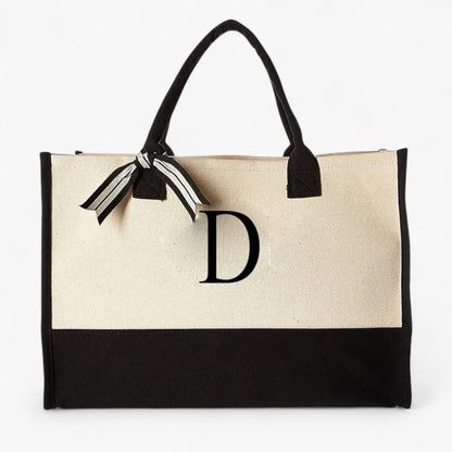 Borsa Tote Personalizzabile Beige E Nera Donna — Iniziale, immagine 9