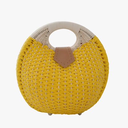 Borsa A Mano Gialla Intrecciata Donna — Sorrento, immagine 1