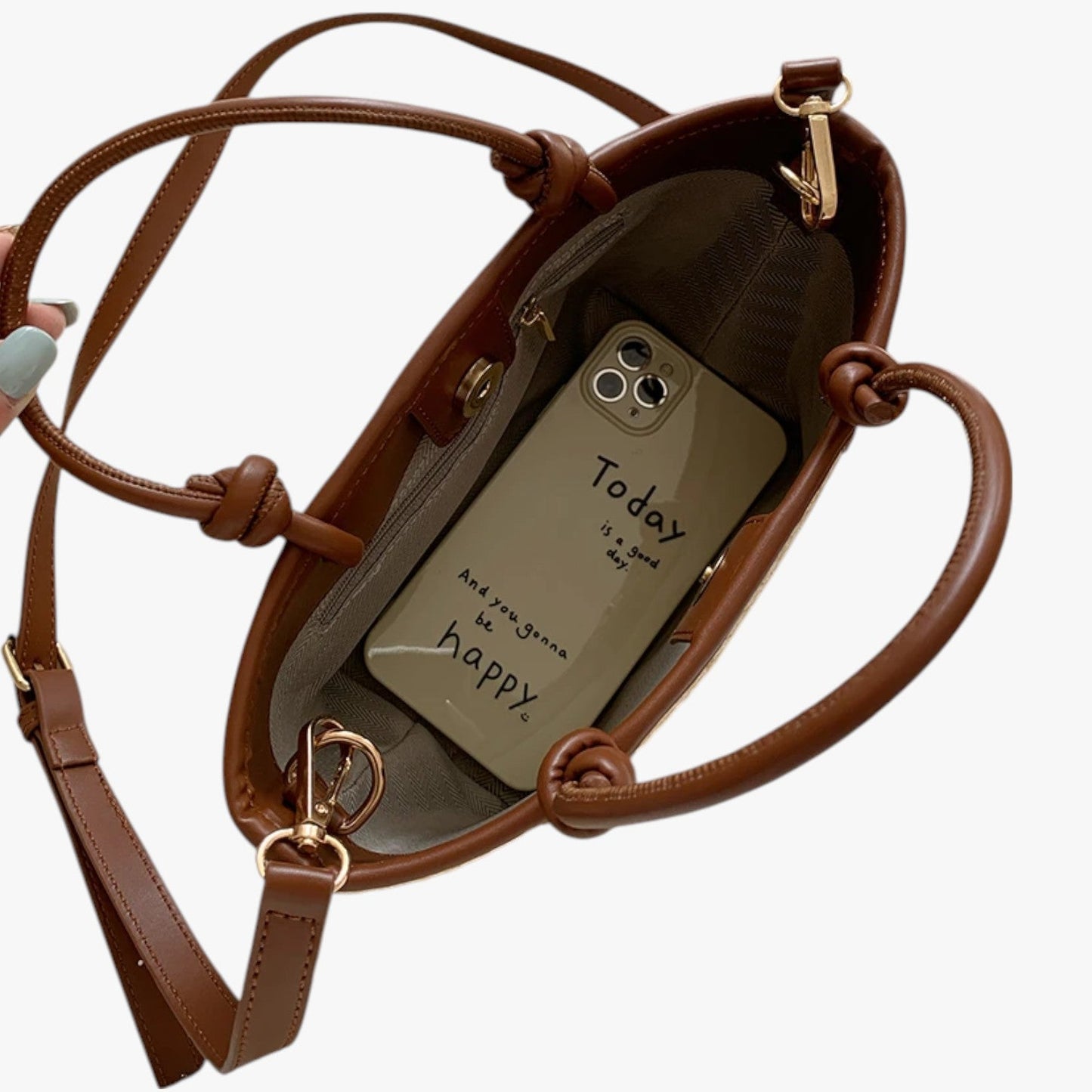 Borsa A Mano In Paglia Beige Con Tracolla Donna — Ischia, immagine 5