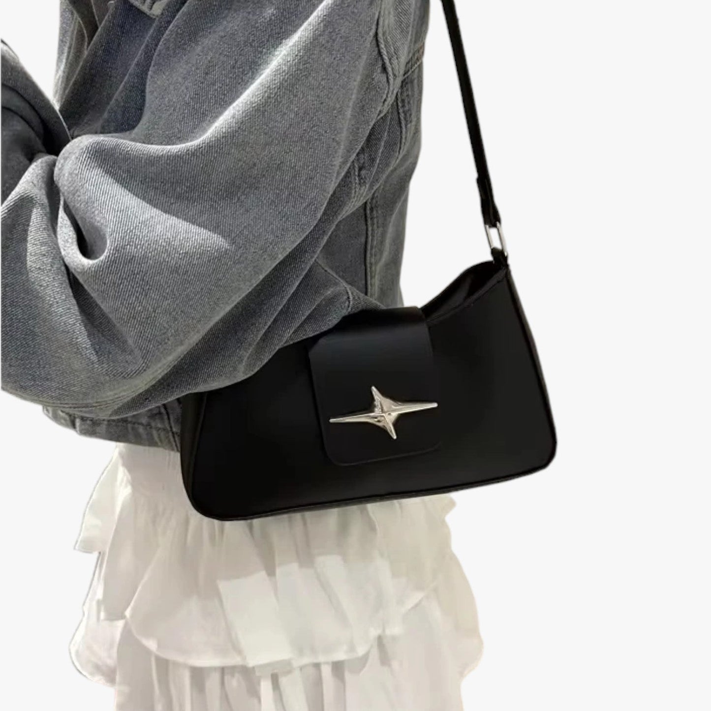 Borsa A Spalla Nera Compatta Donna — Y2K, immagine 4