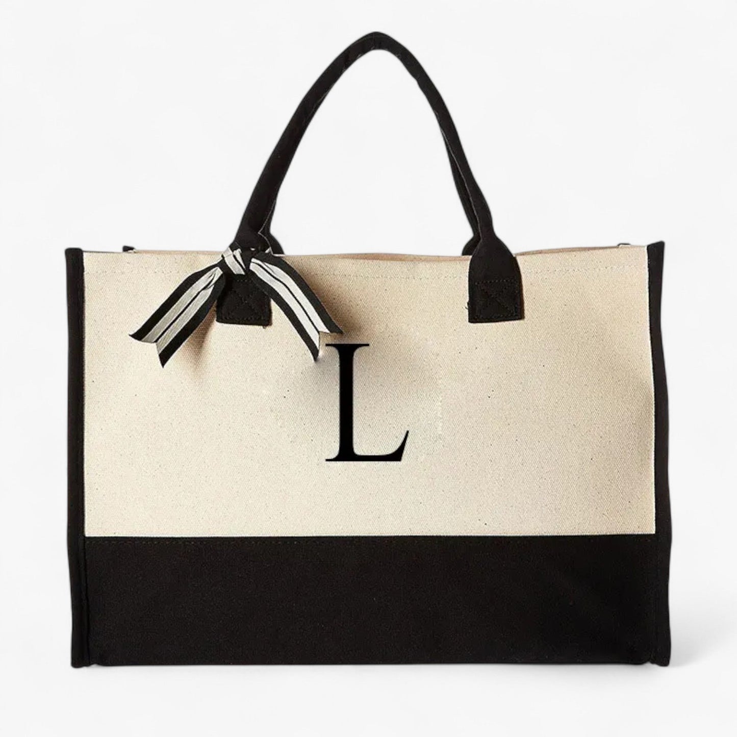 Borsa Tote Personalizzabile Beige E Nera Donna — Iniziale, immagine 16