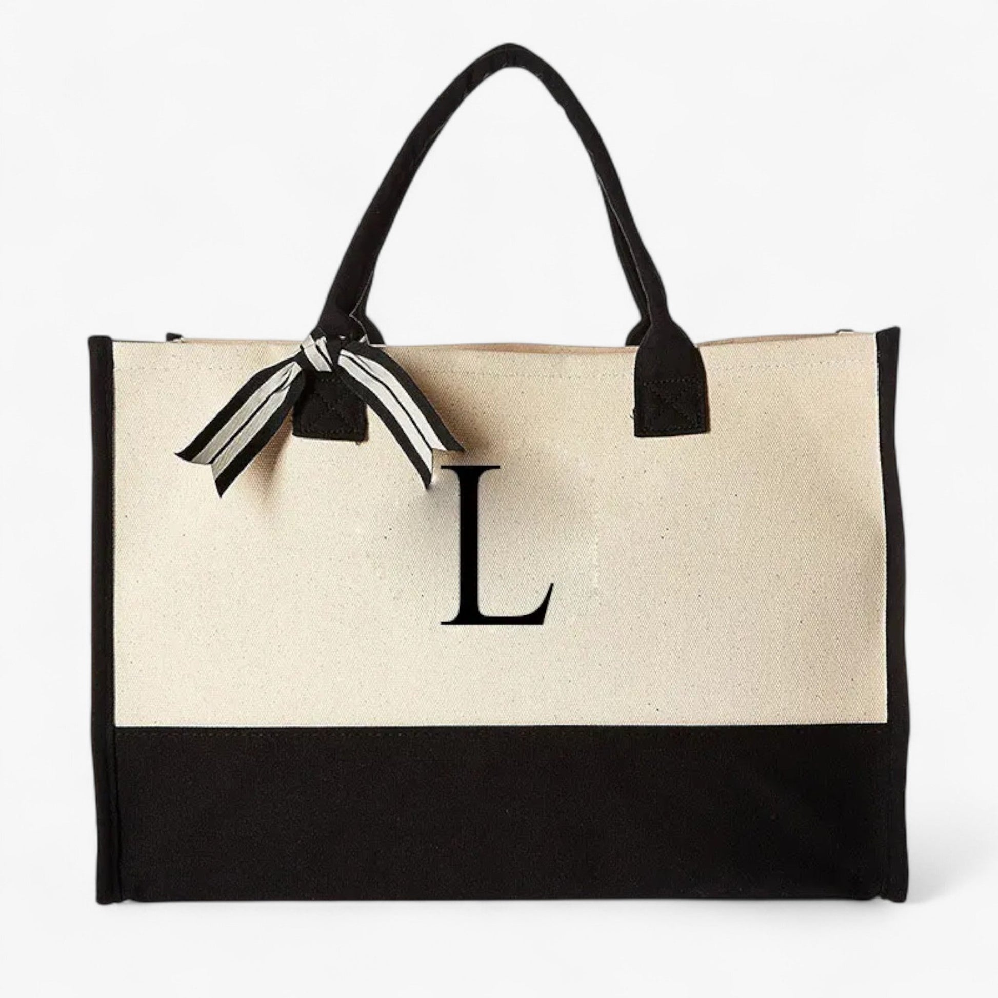 Borsa Tote Personalizzabile Beige E Nera Donna — Iniziale, immagine 16