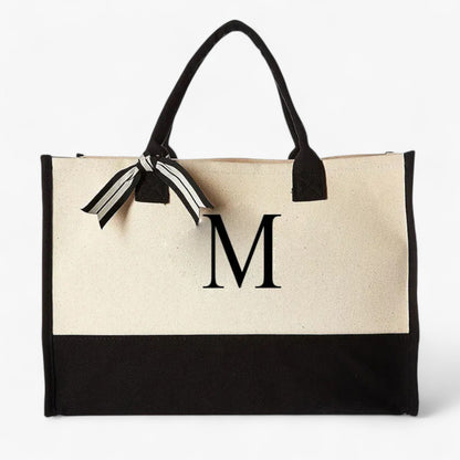 Borsa Tote Personalizzabile Beige E Nera Donna — Iniziale, immagine 15