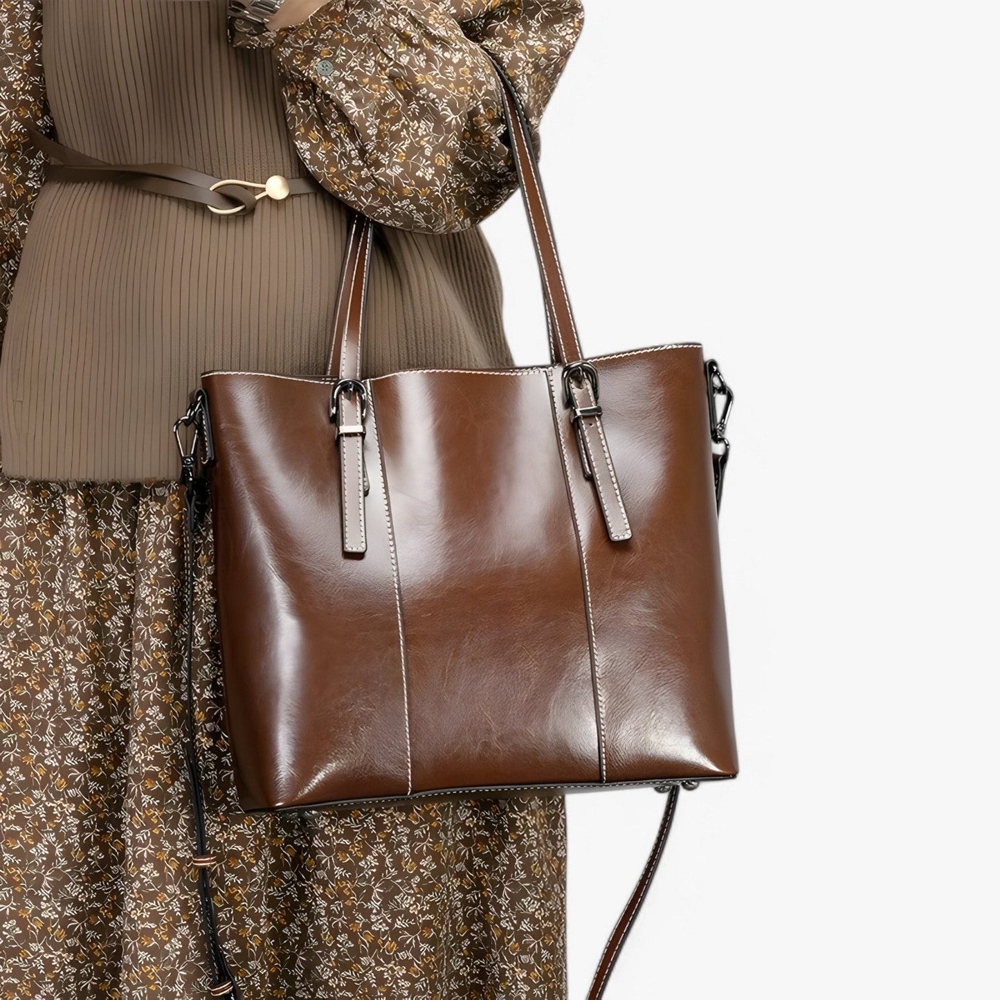Borsa Tote Marrone Capiente Donna — Imola, immagine 2