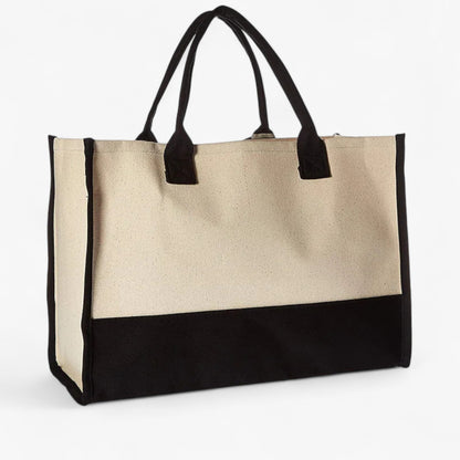 Borsa Tote Personalizzabile Beige E Nera Donna — Iniziale, immagine 2
