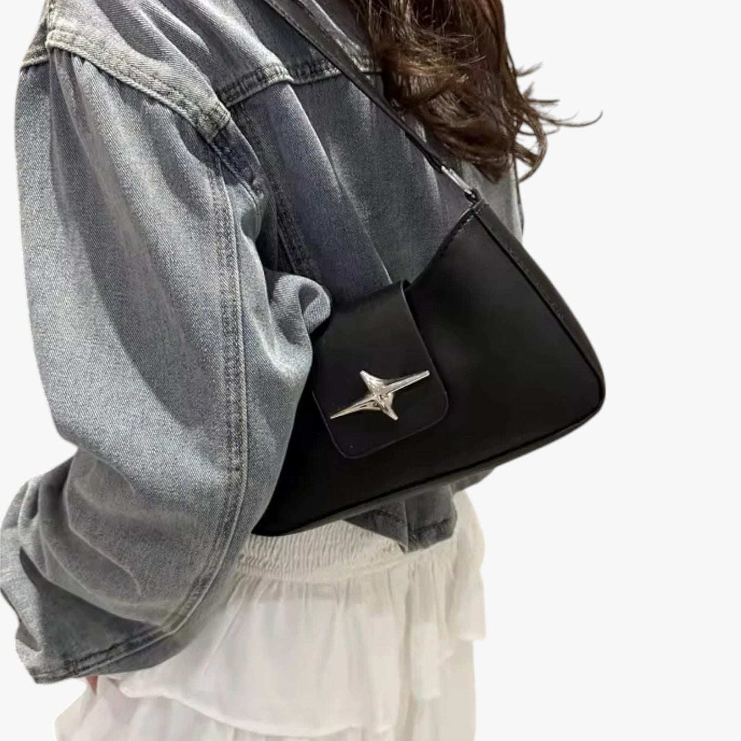Borsa A Spalla Nera Compatta Donna — Y2K, immagine 5