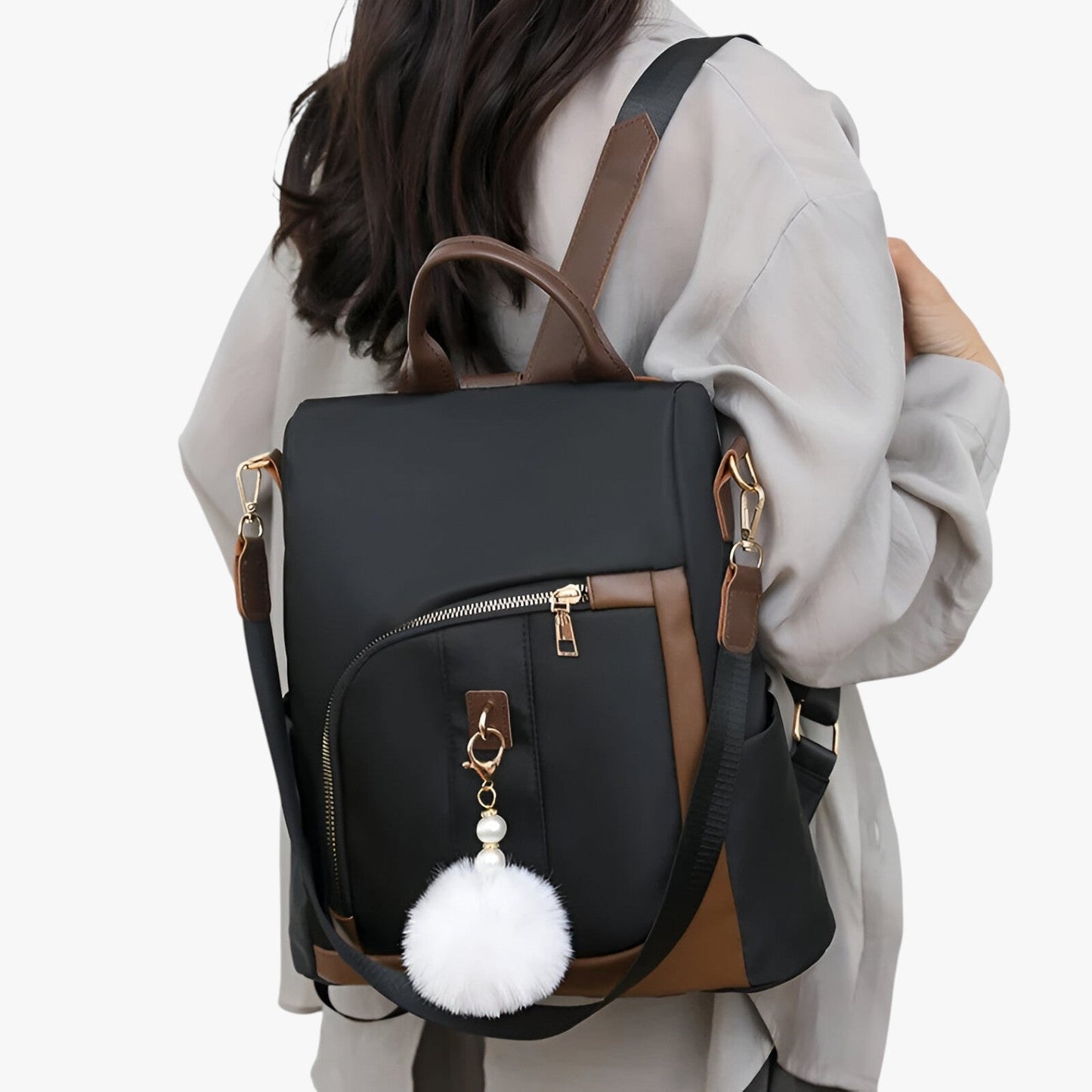Zaino Borsa Multicolore Con Pompon Donna — Fiocco, immagine 2