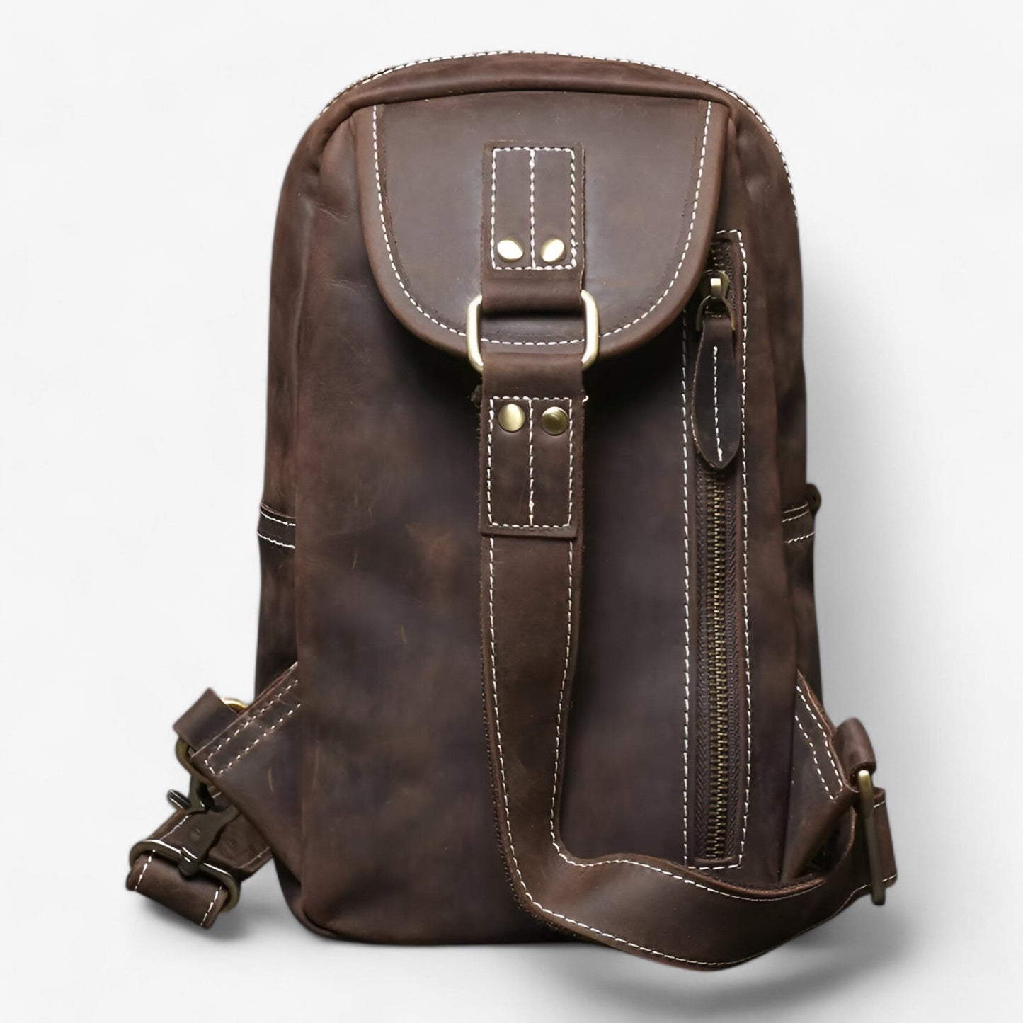 Borsa Monospalla Marrone Multiscomparto Uomo — Matera, immagine 2