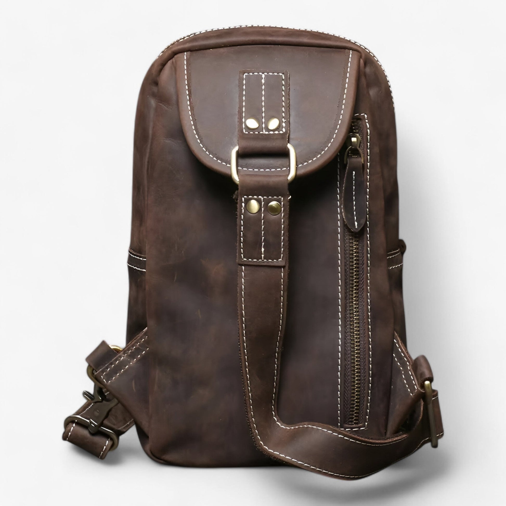 Borsa Monospalla Marrone Multiscomparto Uomo — Matera, immagine 2