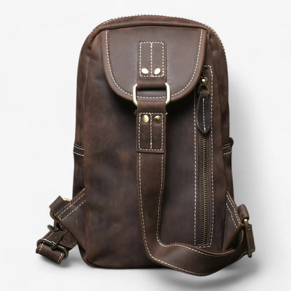 Borsa Monospalla Marrone Multiscomparto Uomo — Matera, immagine 2