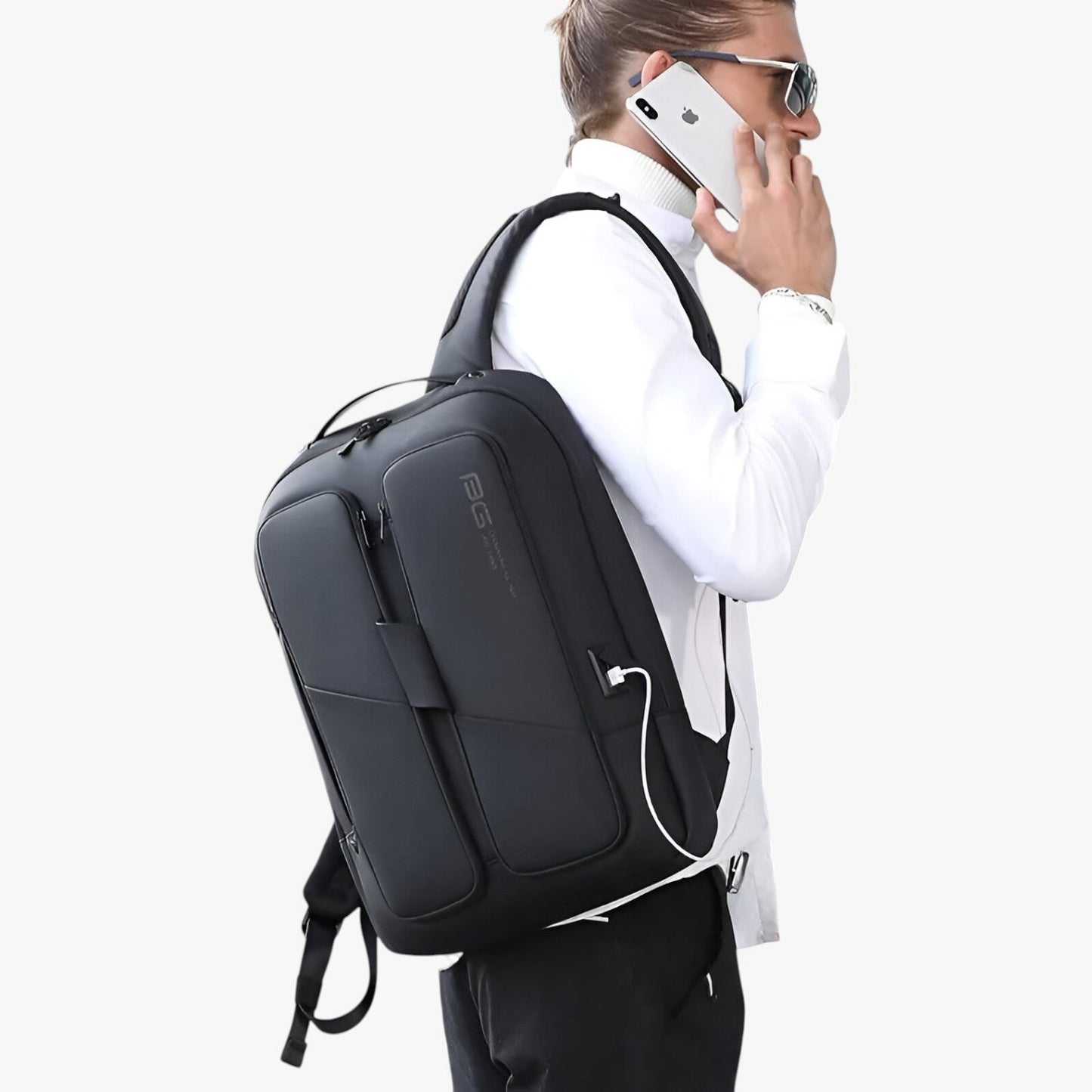Zaino Nero Porta Laptop Con USB Uomo — Milano, immagine 4