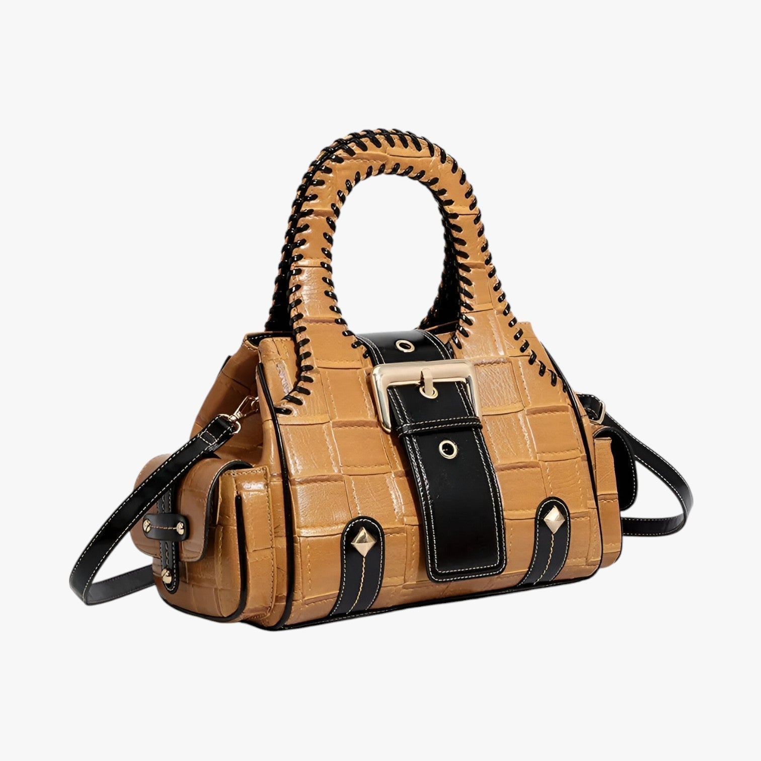 Borsa A Mano Gialla Intrecciata Donna — Solana, immagine 2