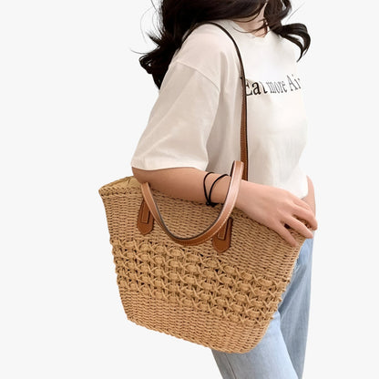 Borsa Tote In Paglia Marrone Donna — Procida, immagine 4