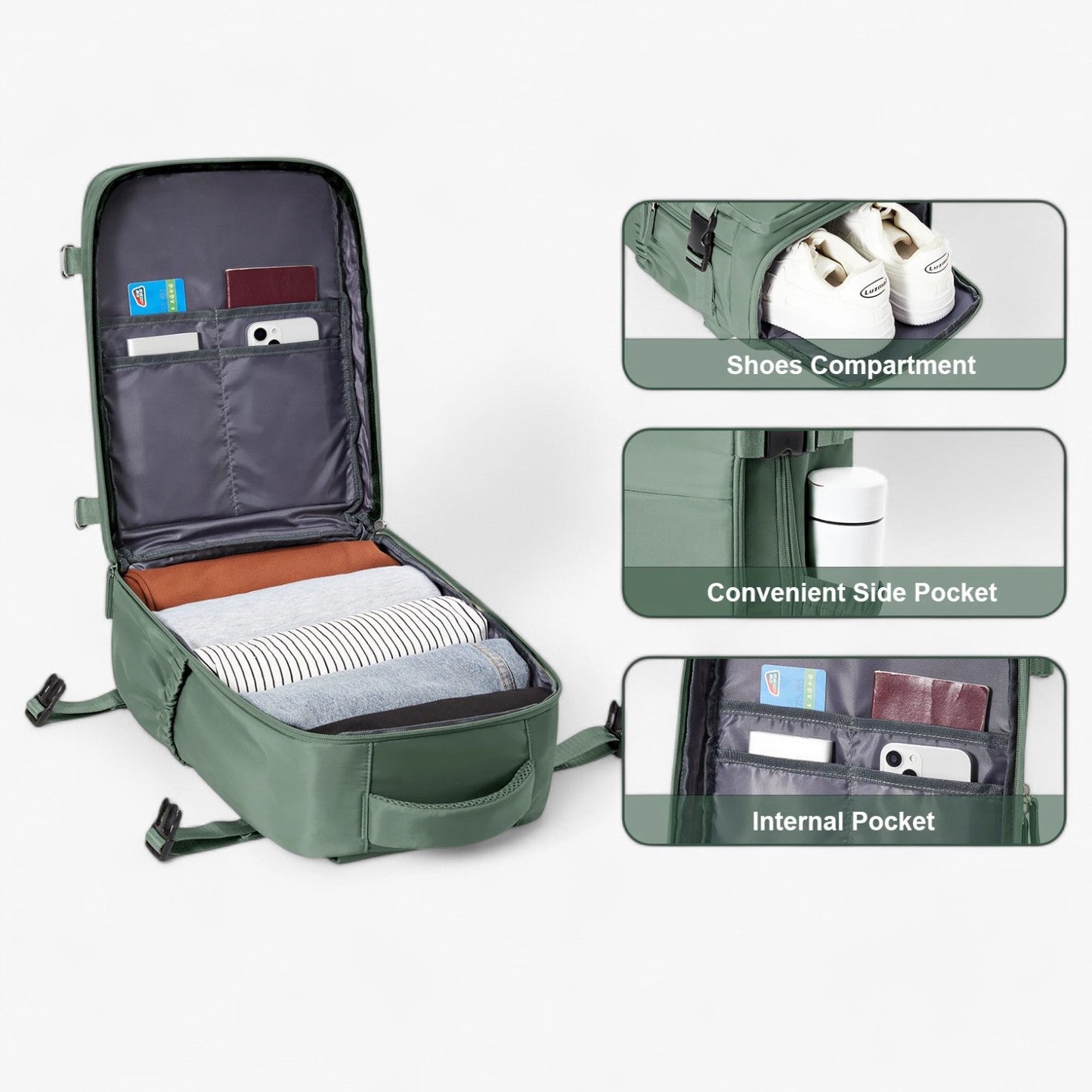 Zaino Cabina Multicolore Compatto Uomo — Viaggio, immagine 3