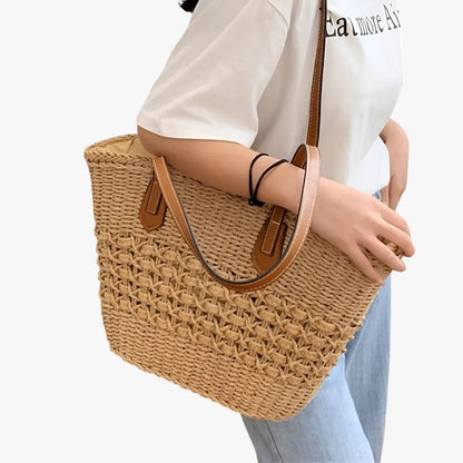 Borsa Tote In Paglia Marrone Donna — Procida, immagine 5