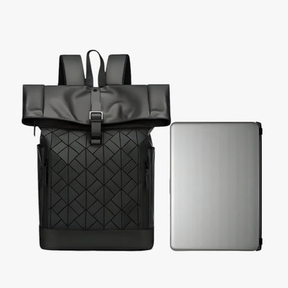 Zaino Nero Roll Top Porta Laptop Uomo — Lavoro, immagine 3