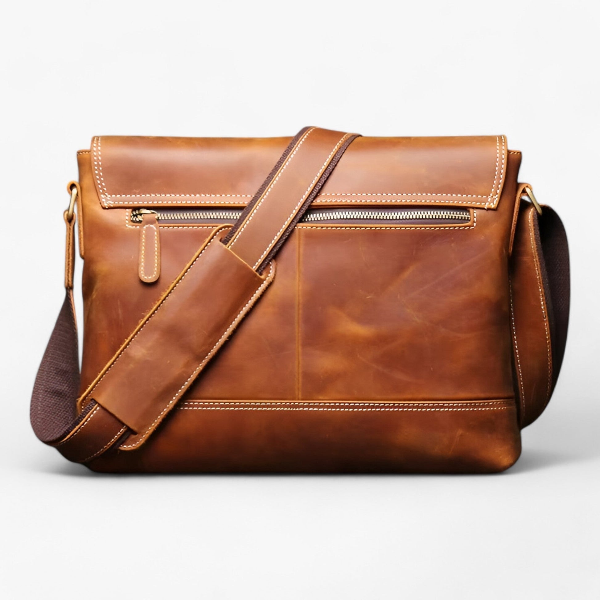 Borsa Messenger Marrone Multiscomparto Unisex — Verona, immagine 2