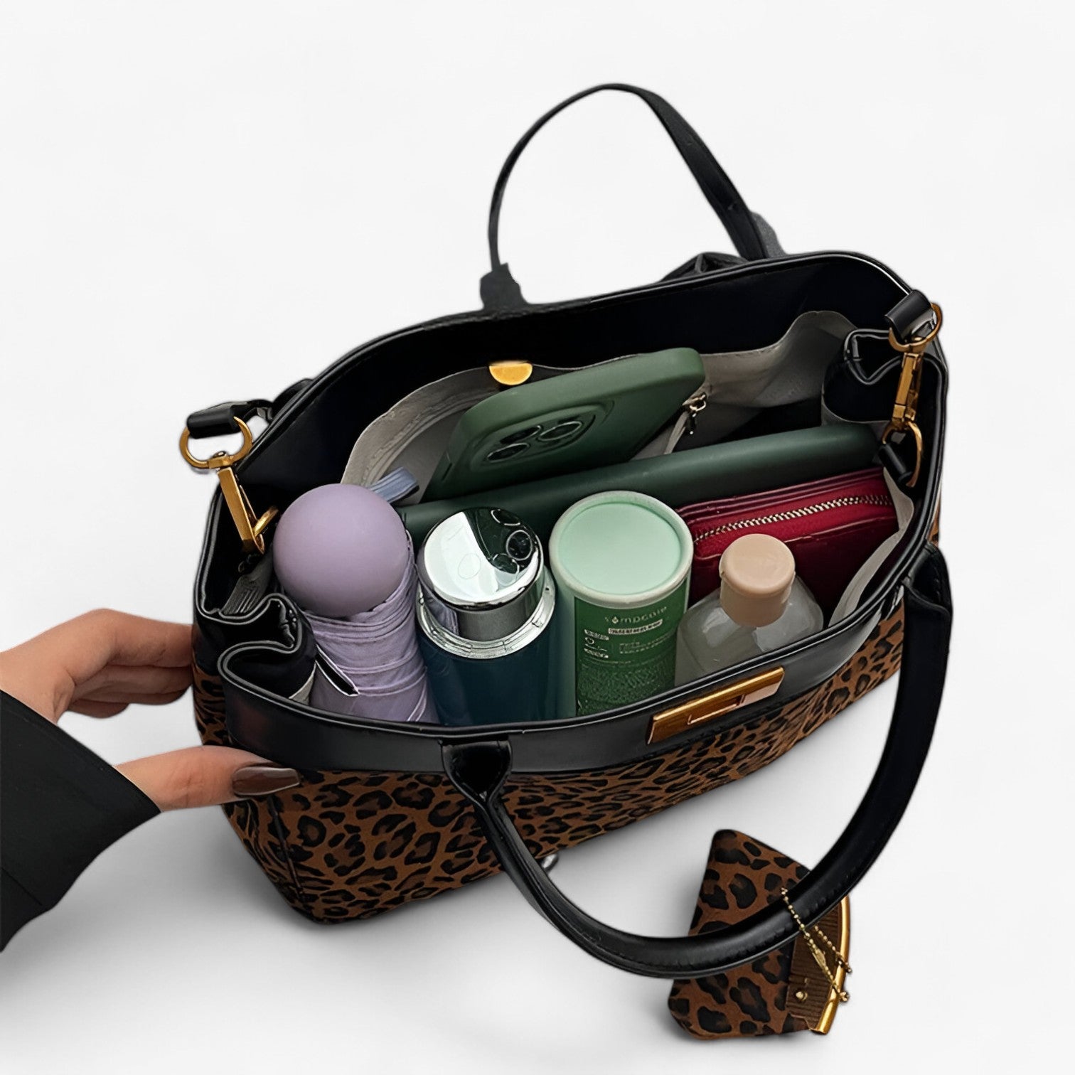 Borsa Tote Leopardata Multicolore Donna — Safari, immagine 3