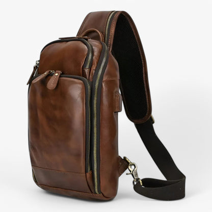 Borsa Da Petto Marrone Multiscomparto Uomo — Tempo, immagine 2