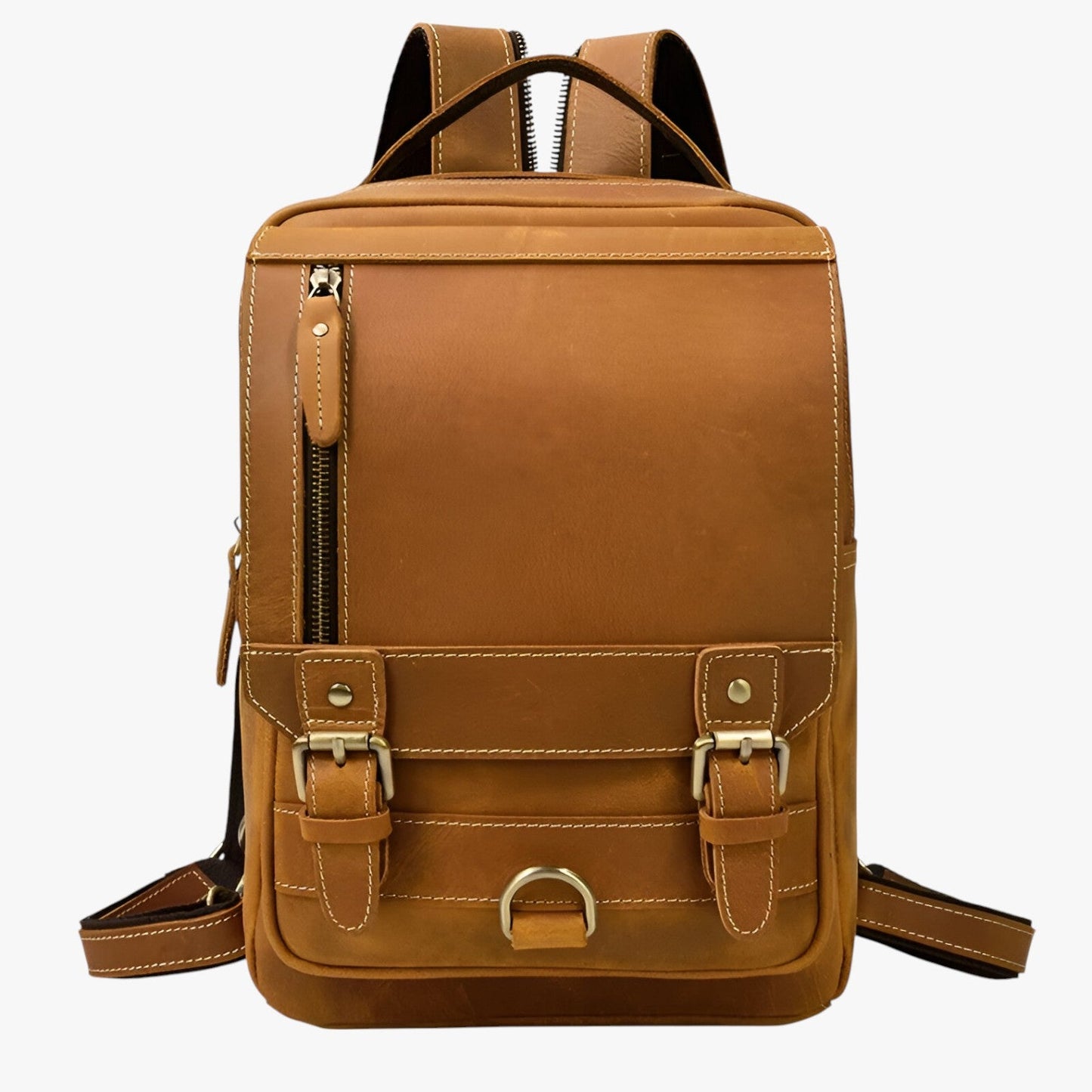 Zaino Marrone Con Doppia Fibbia Unisex — Asti, immagine 4