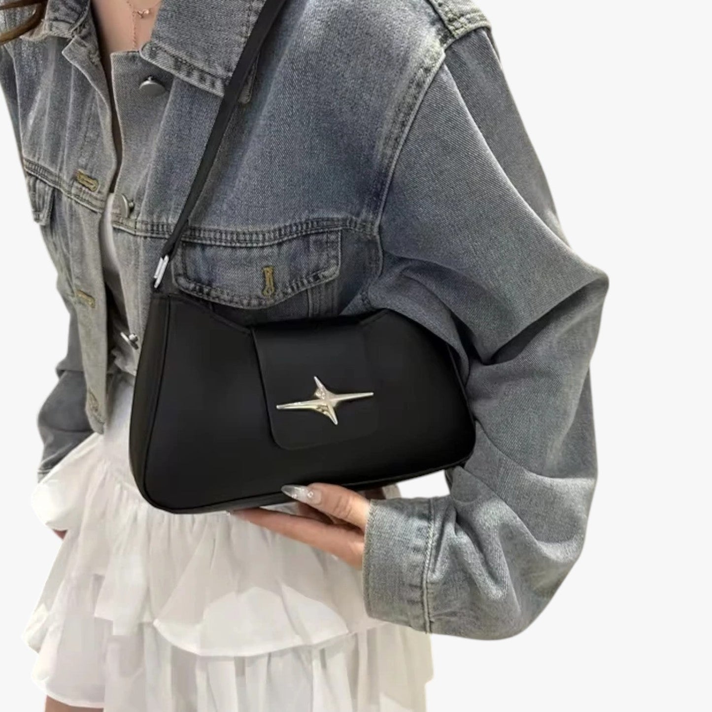 Borsa A Spalla Nera Compatta Donna — Y2K, immagine 2