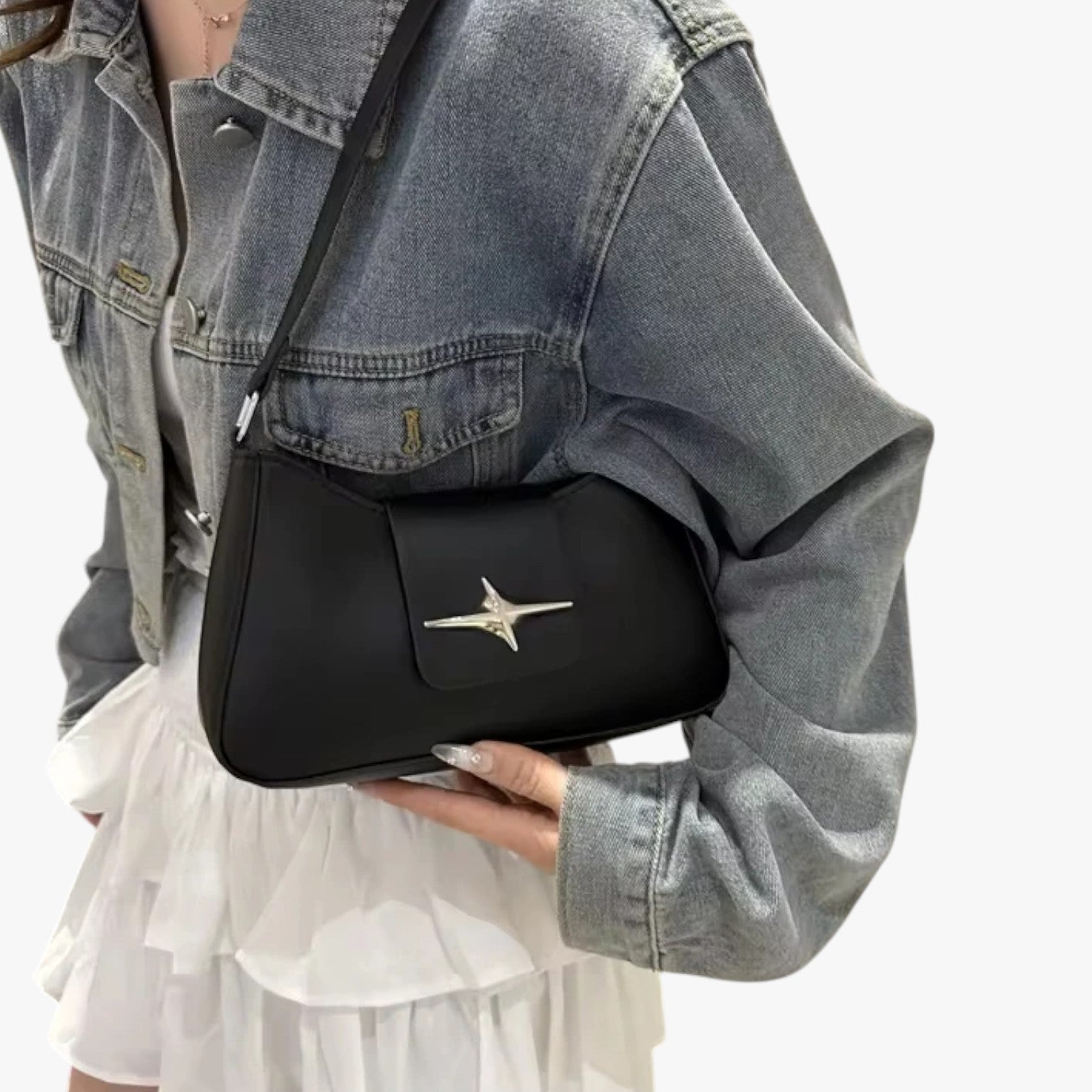 Borsa A Spalla Nera Compatta Donna — Y2K, immagine 2