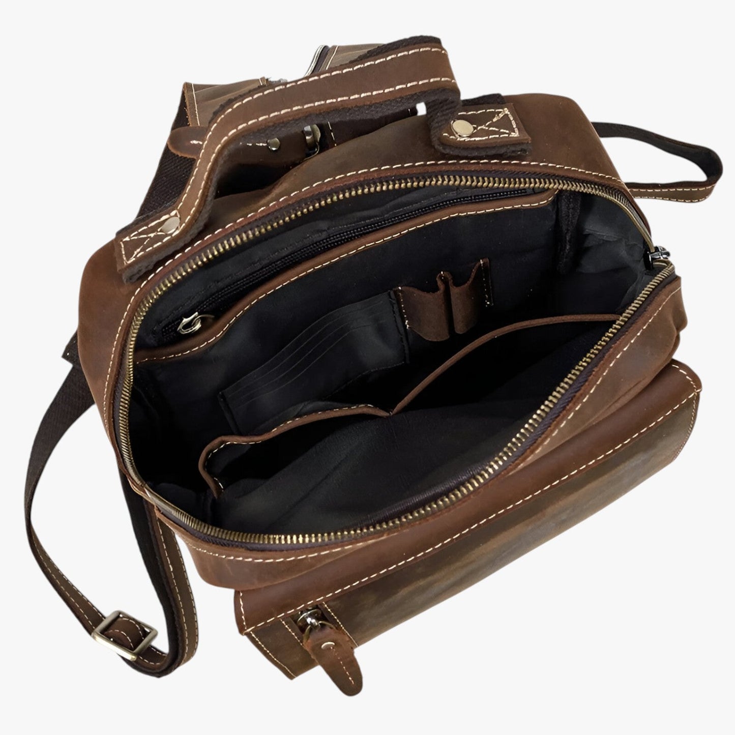 Zaino Marrone Con Doppia Fibbia Unisex — Asti, immagine 5