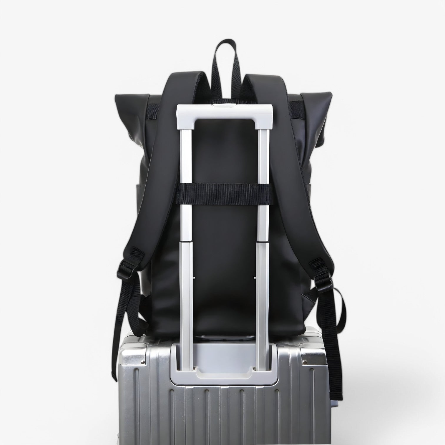 Zaino Nero Roll Top Porta Laptop Uomo — Lavoro, immagine 4