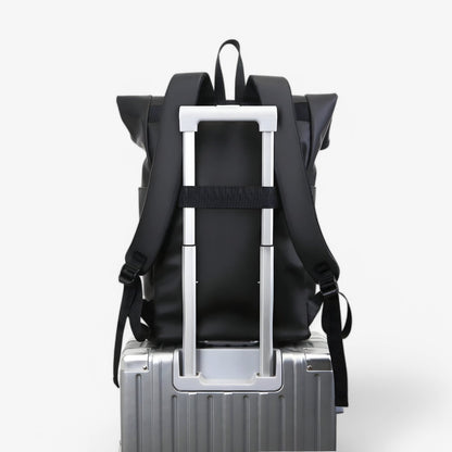 Zaino Nero Roll Top Porta Laptop Uomo — Lavoro, immagine 4