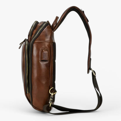 Borsa Da Petto Marrone Multiscomparto Uomo — Tempo, immagine 7