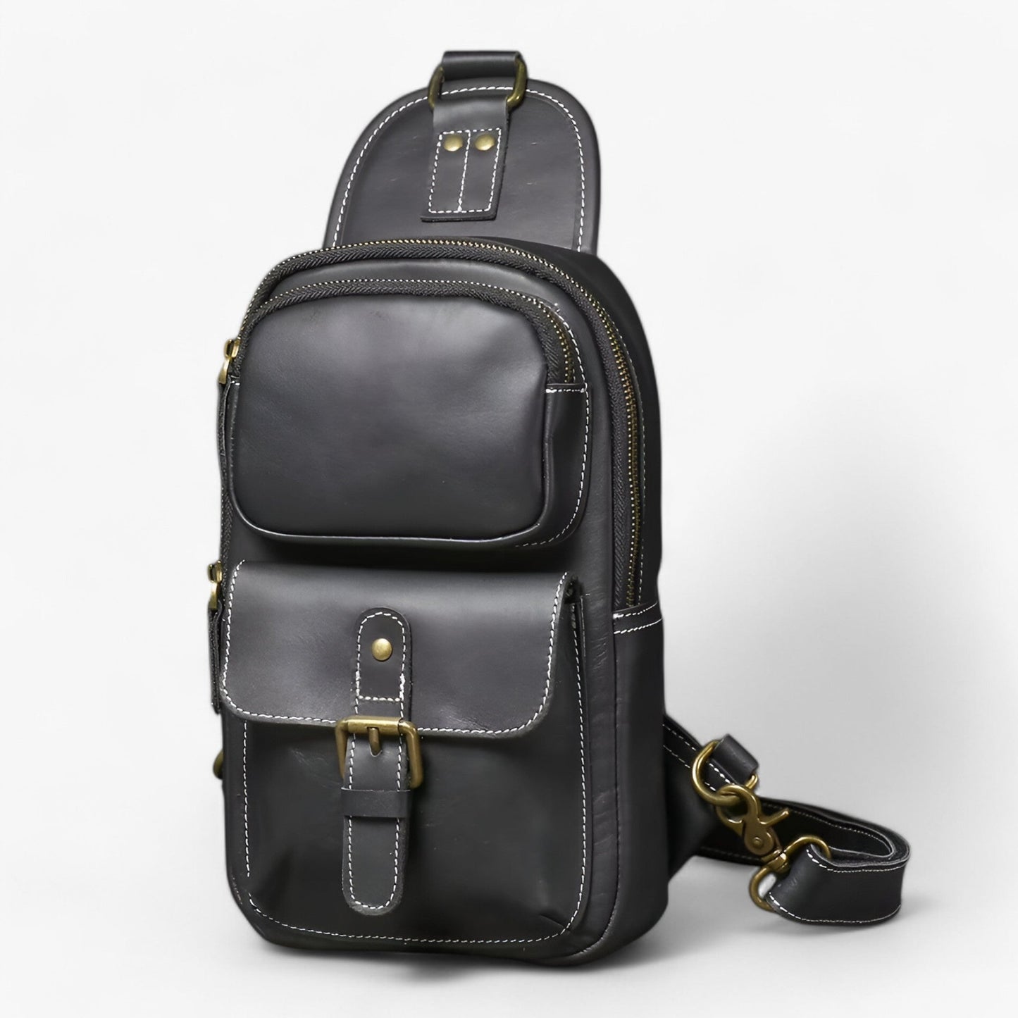 Borsa Monospalla Marrone Multiscomparto Uomo — Matera, immagine 5