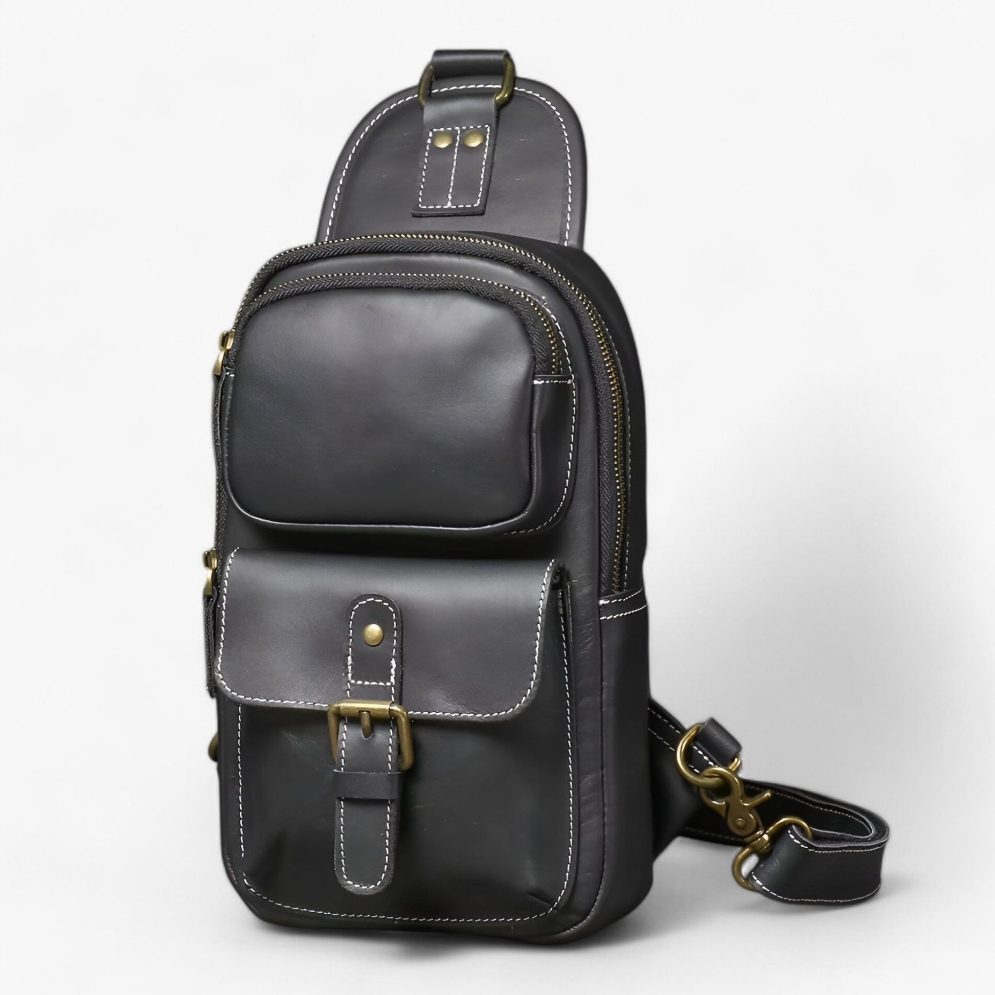 Borsa Monospalla Marrone Multiscomparto Uomo — Matera, immagine 5