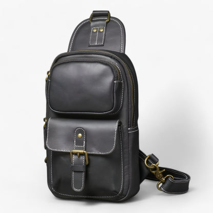 Borsa Monospalla Marrone Multiscomparto Uomo — Matera, immagine 5