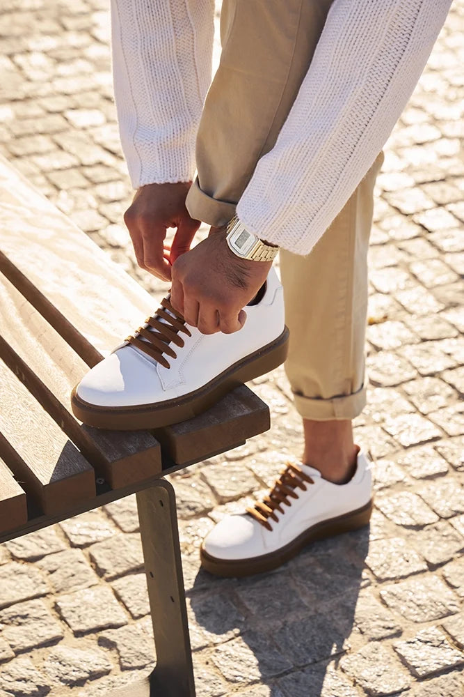 Modica — Sneakers Bianche E Marroni Da Uomo, immagine 4
