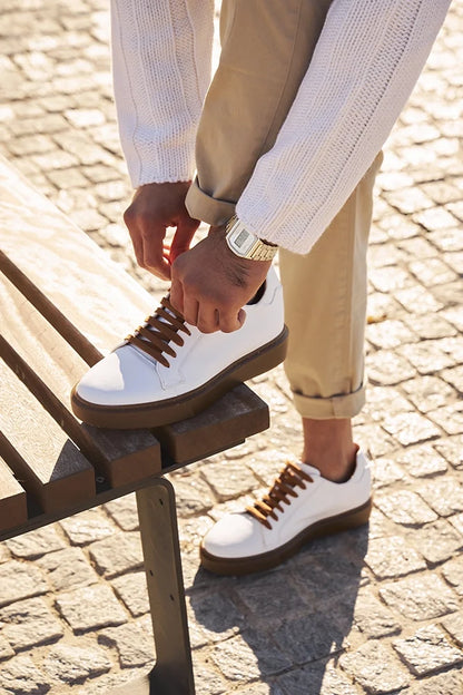Modica — Sneakers Bianche E Marroni Da Uomo, immagine 4