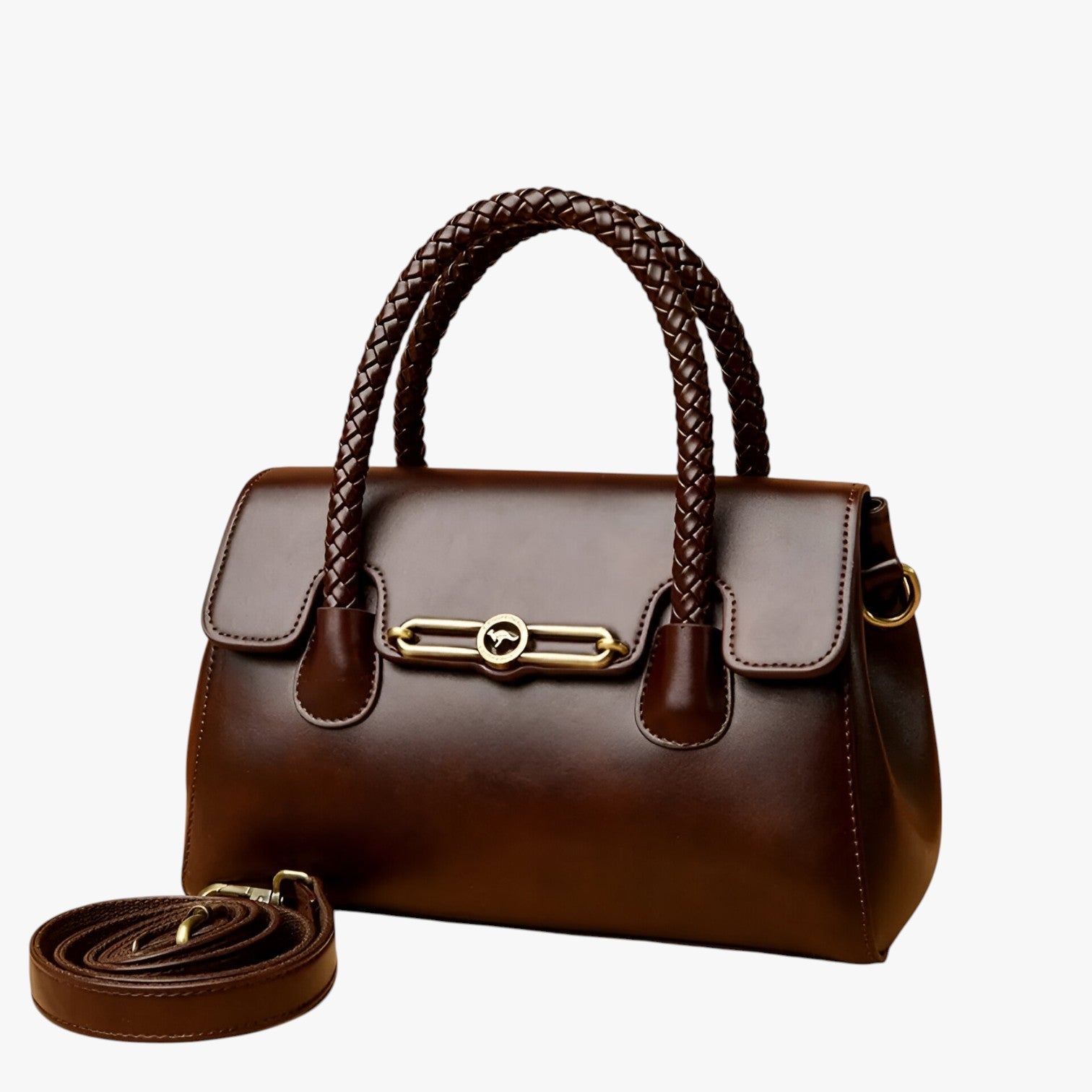 Borsa A Mano Marrone Compatta Donna — Pavia, immagine 3