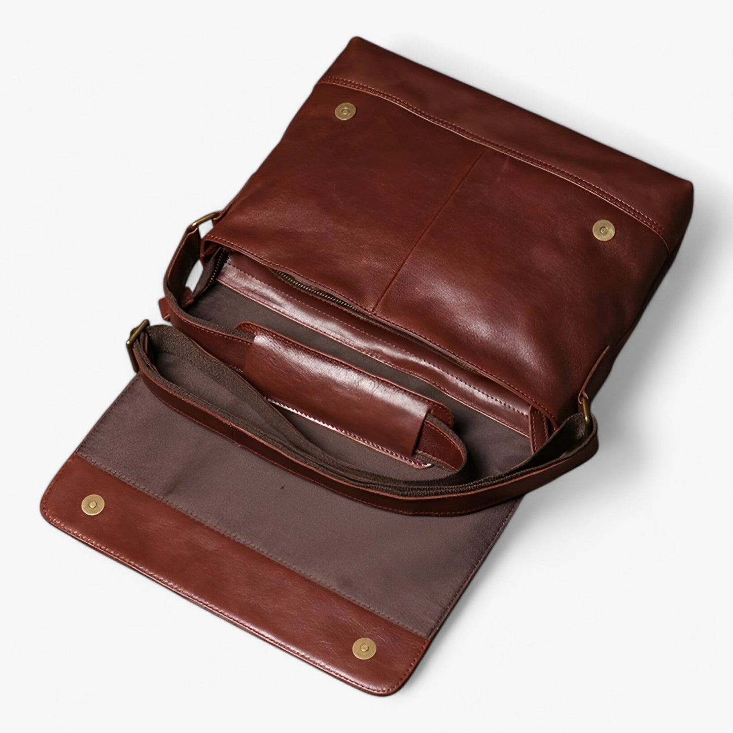 Borsa Messenger Marrone Multiscomparto Unisex — Verona, immagine 8