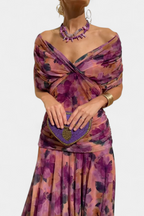 Abito Lungo Senza Spalline Da Donna Con Corpetto Drappeggiato E Gonna Fluida, immagine 12