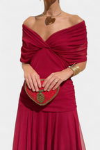 Abito Lungo Senza Spalline Da Donna Con Corpetto Drappeggiato E Gonna Fluida, immagine 17