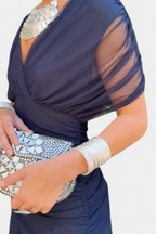 Abito Lungo Senza Spalline Da Donna Con Corpetto Drappeggiato E Gonna Fluida, immagine 18