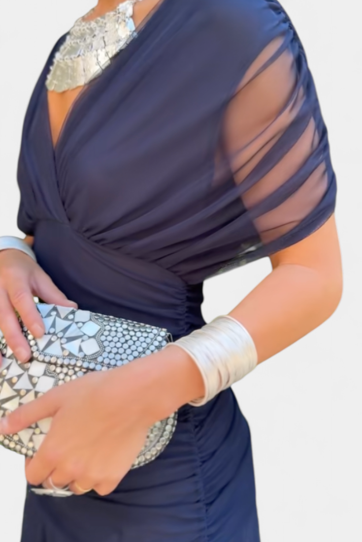 Abito Lungo Senza Spalline Da Donna Con Corpetto Drappeggiato E Gonna Fluida, immagine 18