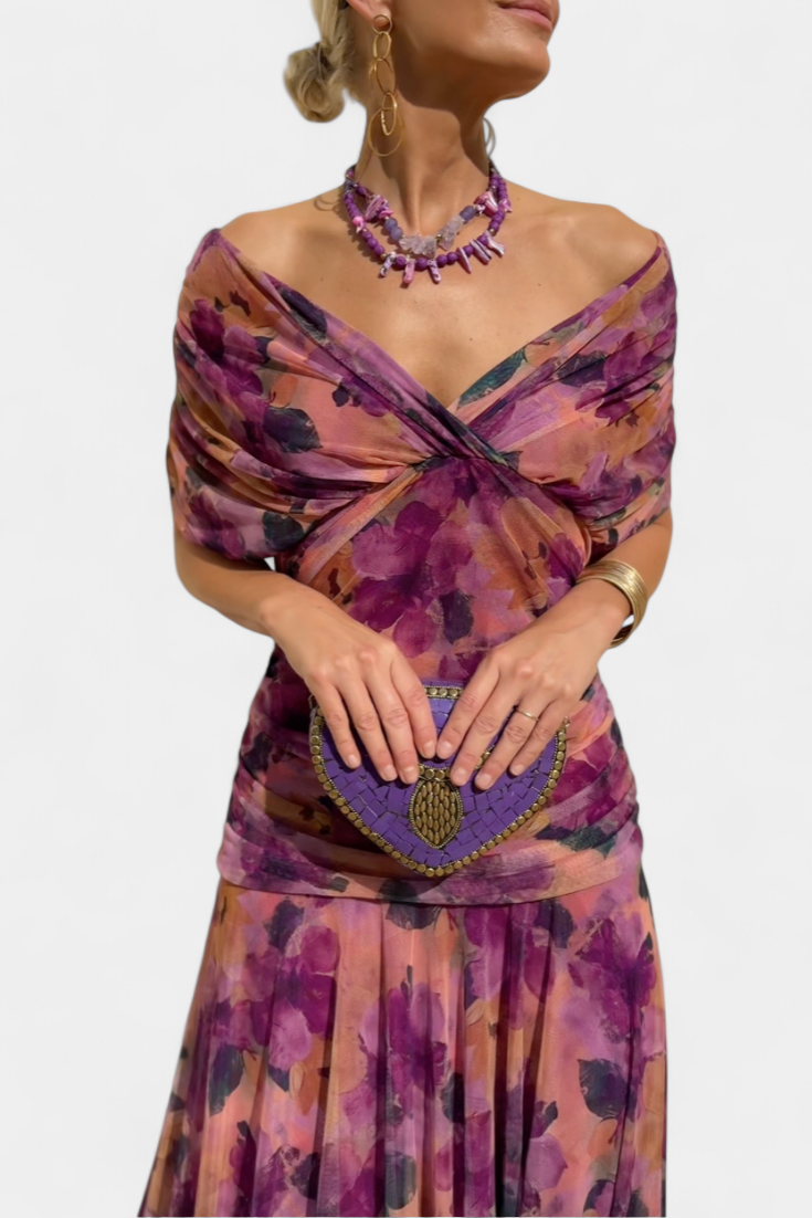 Abito Lungo Senza Spalline Da Donna Con Corpetto Drappeggiato E Gonna Fluida, immagine 14
