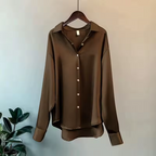 Blusa Satinata Da Donna Con Colletto E Maniche Lunghe, immagine 7