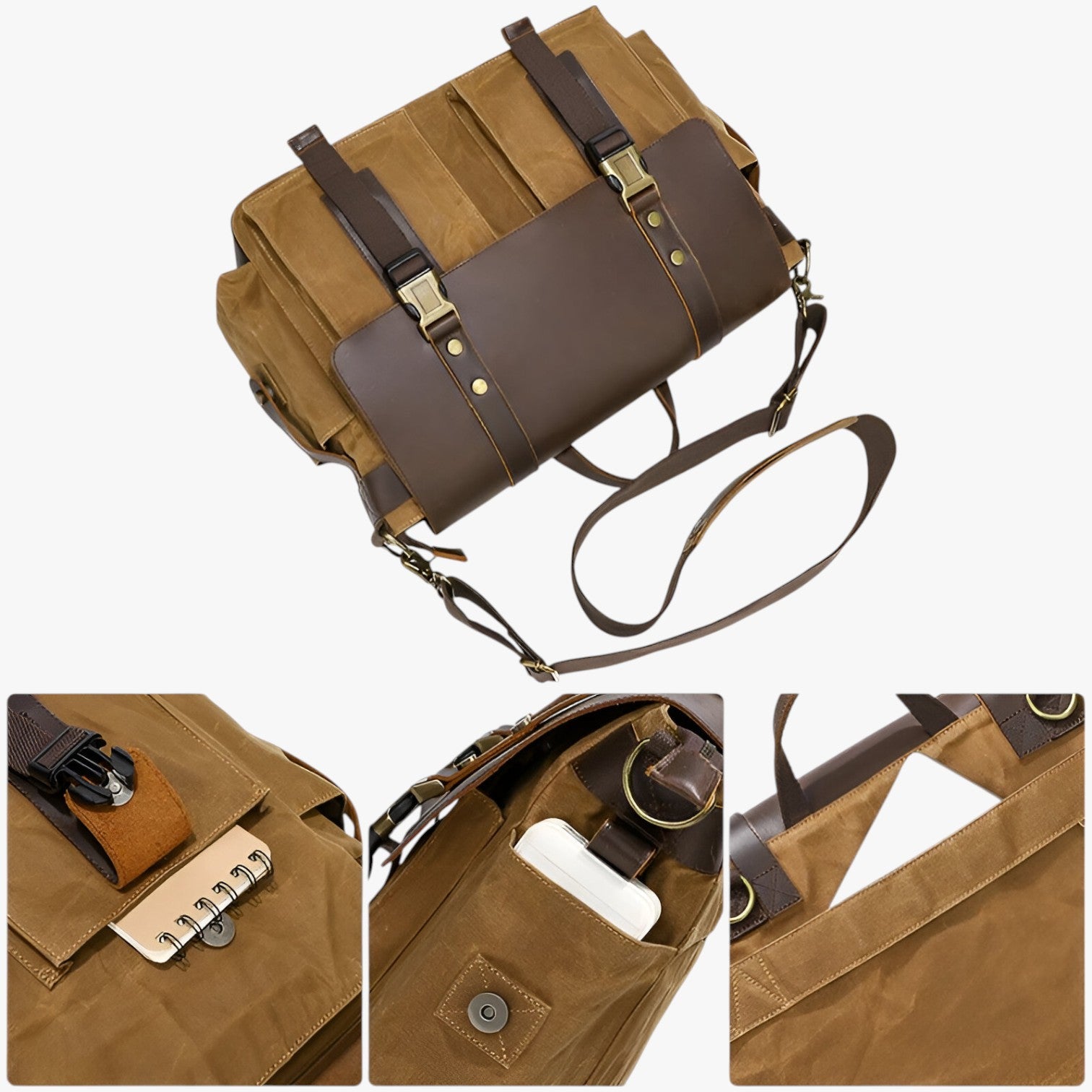Borsa Messenger Gialla Vintage Unisex — Pienza, immagine 2