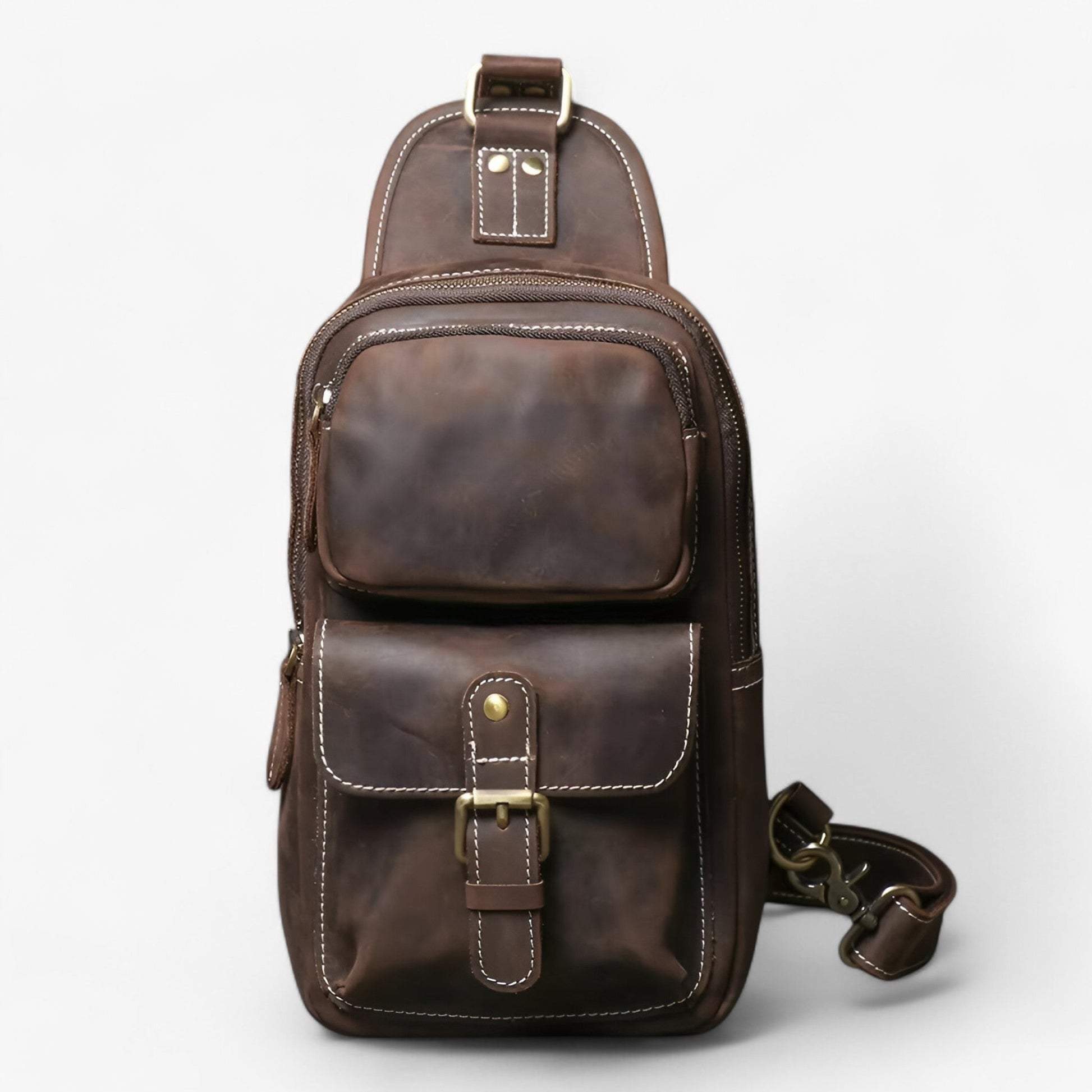 Borsa Monospalla Marrone Multiscomparto Uomo — Matera, immagine 8
