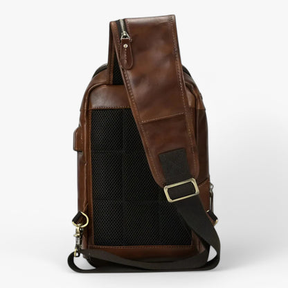 Borsa Da Petto Marrone Multiscomparto Uomo — Tempo, immagine 3