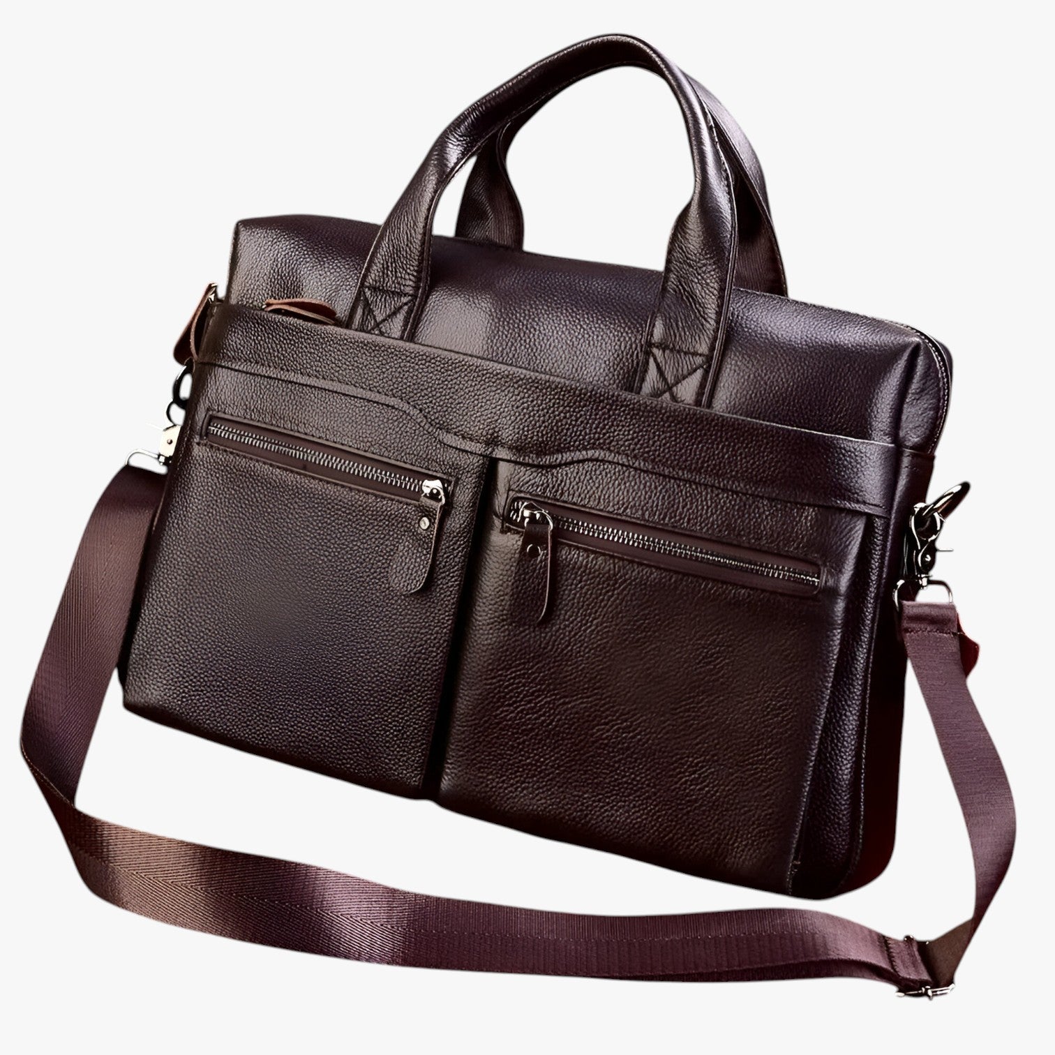 Borsa Portadocumenti Marrone Multiscomparto Uomo — Cuneo, immagine 6