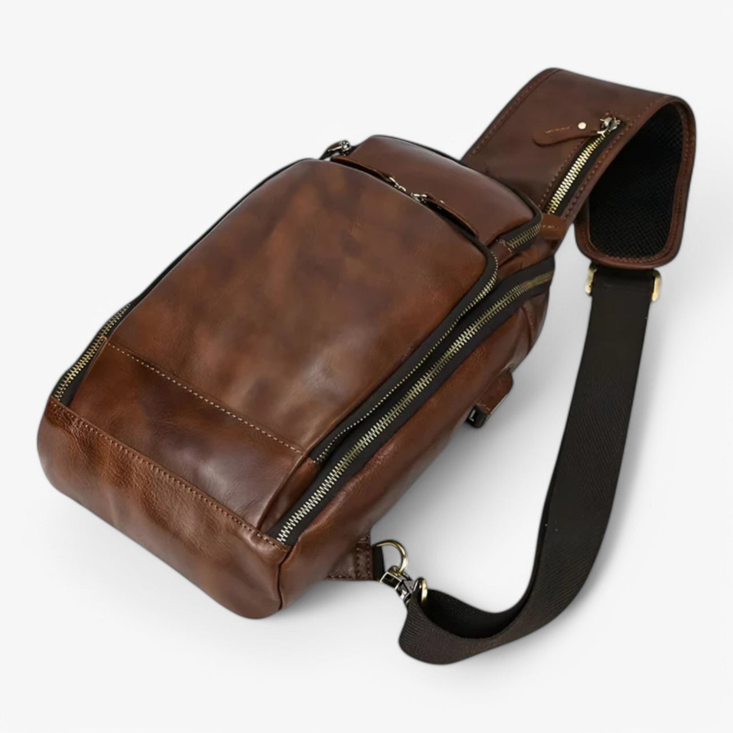 Borsa Da Petto Marrone Multiscomparto Uomo — Tempo, immagine 4